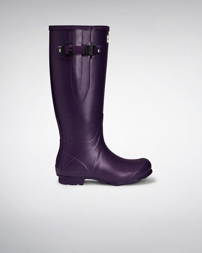Country Wear Hunter Wellingtons Hunter Norris Field Dark Iris Side Adjustable Boots