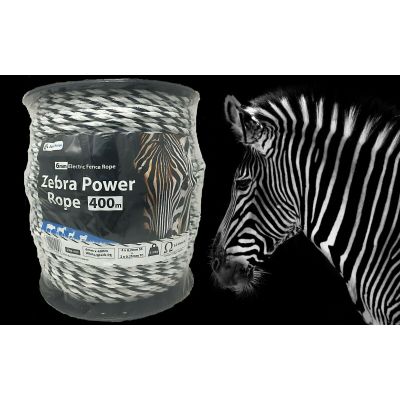 Zebra Black Power 6mm Electric Fence Rope 400m