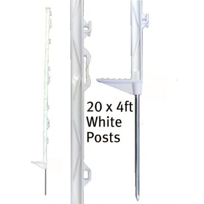 20 X 4FT ELECTRIC FENCE POLY POSTS White