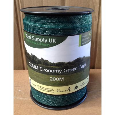 20mm Economy Green Electric Fence Tape 200m