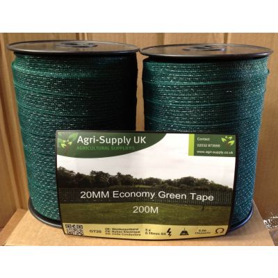 2 x 20mm Economy Green Electric Fence Tape
