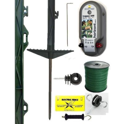 12V/Mains Energiser Horse Electric Fencing Starter Kit 12mm Tape