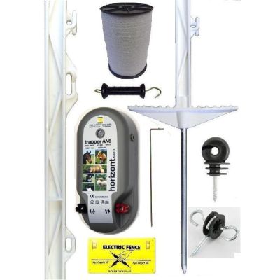 12V/Mains Energiser with 20 x 3ft Posts & 12mm White Tape Starter Kit