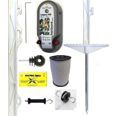 12V/Mains Energiser Horse Electric Fencing Starter Kit 12mm White Tape