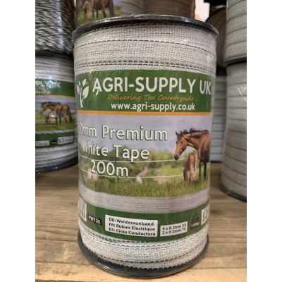 20mm Premium White Electric Fence Tape 200m
