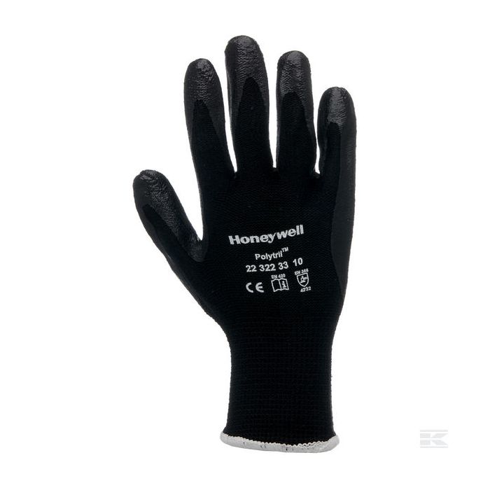 Work gloves black polyamide cotton 25.5cm long size 10 XL Polytril